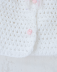 White knitted top with apple buttons | 12-18 months