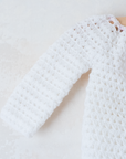 White knitted top with apple buttons | 12-18 months
