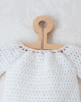 White knitted top with apple buttons | 12-18 months