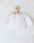 White knitted top with apple buttons | 12-18 months