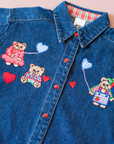 חולצת ג׳ינס ארוכה עם רקמת דובים | 4-5 שנים