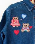 חולצת ג׳ינס ארוכה עם רקמת דובים | 4-5 שנים