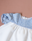 White dress with blue rose | 9-12 months