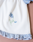 White dress with blue rose | 9-12 months
