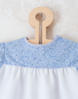 White dress with blue rose | 9-12 months