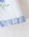 White dress with blue rose | 9-12 months
