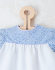 White dress with blue rose | 9-12 months