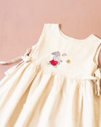 Linen dress with King Babar and butterfly embroideries | 3-4 years