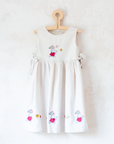 Linen dress with King Babar and butterfly embroideries | 3-4 years