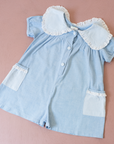 Denim overalls with checks and lace | 12-18 months