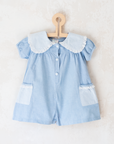 Denim overalls with checks and lace | 12-18 months
