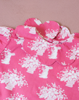 Pink shirt with bunnies and flower bouquets | 9-12 months