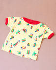 טישירט צהובה מבד מגבת עם הדפסי קיץ | 18-24 חודשים