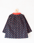 חולצה שחורה ארוכה עם עגבניות וצווארון אדום | דד סטוק צרפתי | 8-9 שנים