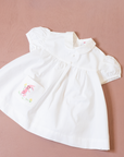 טוניקה לבנה עם שפן ורוד רקום | דד סטוק איטלקי | 18-24 חודשים