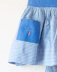 Light blue sarafan with stripes and embroidery | French dead stock from the 60s | 9-12 months