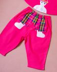 Pink embroidered boy's set with pants | Deadstock from the 80s | 9-12 months