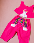 Pink embroidered boy's set with pants | Deadstock from the 80s | 9-12 months