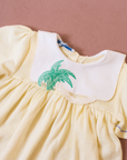 Yellow knitted dress with palm tree collar | 9-12 months