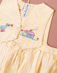 Yellow striped romper with embroidery | French deadstock from the 1950s | 9-12 months