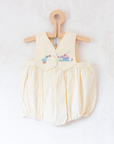 Yellow striped romper with embroidery | French deadstock from the 1950s | 9-12 months