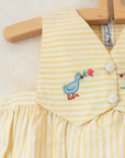 Yellow striped romper with embroidery | French deadstock from the 1950s | 9-12 months