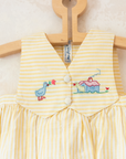Yellow striped romper with embroidery | French deadstock from the 1950s | 9-12 months