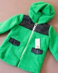 Green fleece jacket with shiny patches | Italian dead stock | 2-3 years