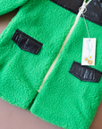 Green fleece jacket with shiny patches | Italian dead stock | 2-3 years