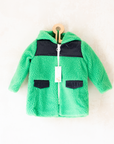 Green fleece jacket with shiny patches | Italian dead stock | 2-3 years