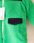 Green fleece jacket with shiny patches | Italian dead stock | 2-3 years