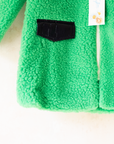 Green fleece jacket with shiny patches | Italian dead stock | 2-3 years