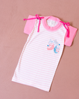 T-shirt with pink stripes and bow ties | Spanish dead stock | 0-3 months