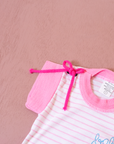 T-shirt with pink stripes and bow ties | Spanish dead stock | 0-3 months
