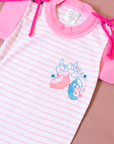 T-shirt with pink stripes and bow ties | Spanish dead stock | 0-3 months