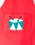 Red overalls with a drum | Deadstock from the Sixties | 2-3 years