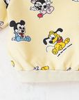 סווטשירט צהוב עם דמויות של דיסני | 6-9 חודשים