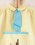 חולצה צהובה ארוכה עם עניבה ורקמת ארנבת | 12-18 חודשים