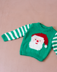 סוודר ירוק עם פסים וסנטה קלאוס | 12-18 חודשים