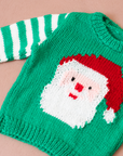 סוודר ירוק עם פסים וסנטה קלאוס | 12-18 חודשים