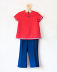 Red shirt and tailored pants | Belgian deadstock from the 60s | 3-4 years