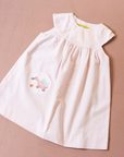 Pink and white striped dress with a goose pocket | 9-12 months