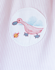 Pink and white striped dress with a goose pocket | 9-12 months