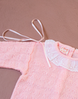 Pink knit with lace collar and bows on shoulders | Spanish deadstock | 12-18 months