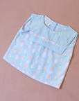 Light blue tank top with summer prints and sailor collar | French dead stock | 2-3 years