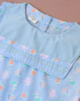 Light blue tank top with summer prints and sailor collar | French dead stock | 2-3 years