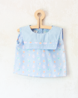 Light blue tank top with summer prints and sailor collar | French dead stock | 2-3 years
