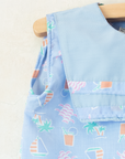 Light blue tank top with summer prints and sailor collar | French dead stock | 2-3 years