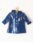Blue raincoat from the Sixties with snow embroidery | 18-24 months