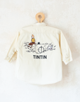 חולצת חאקי בהירה עם רקמות של טינטין | 18-24 חודשים